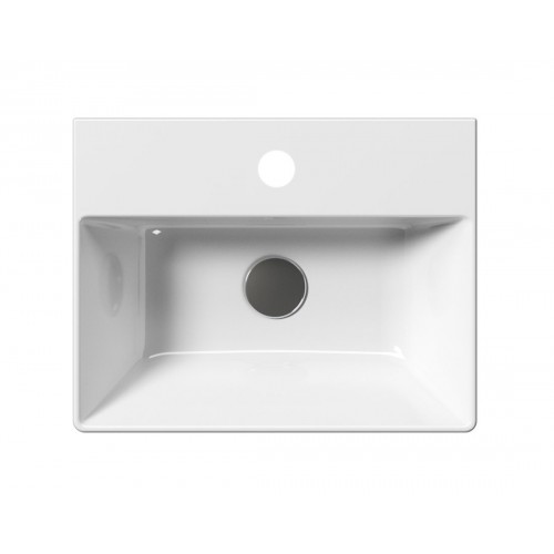 GSI Kube X praustuvas su skyle maišytuvui 45x35 cm, XG+ danga, baltas blizgus