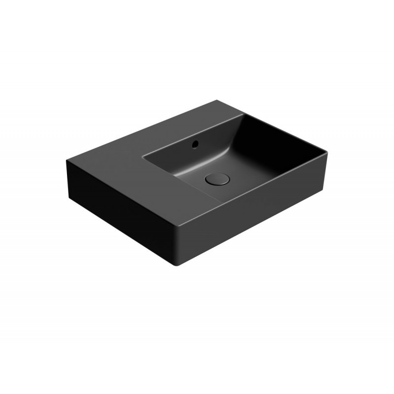 GSI Kube X praustuvas be skylės maišytuvui 60x47 cm dubuo dešinėje, juodas matinis