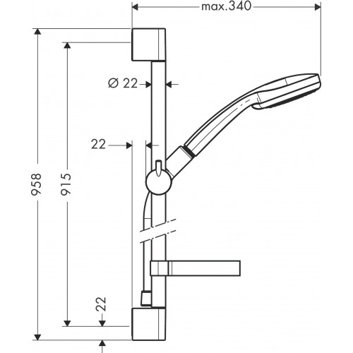 Hansgrohe Croma 100 dušo stovo komplektas, 90 cm stovo aukštis, 27771000