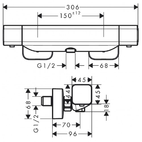 Hansgrohe ECOSTAT E termostatinis maišytuvas dušui, 15773000