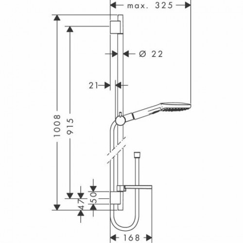 Hansgrohe Raindance Select E 120 3jet / Unica S Puro 90cm dušo komplektas, 26623000