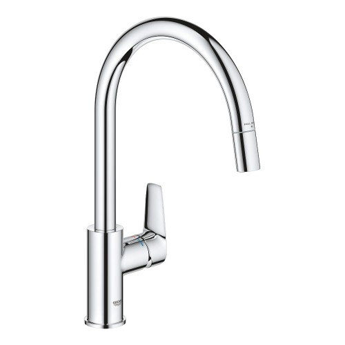 Grohe BauEdge maišytuvas plautuvei su ištraukiamu dušeliu, chromas, 30536000