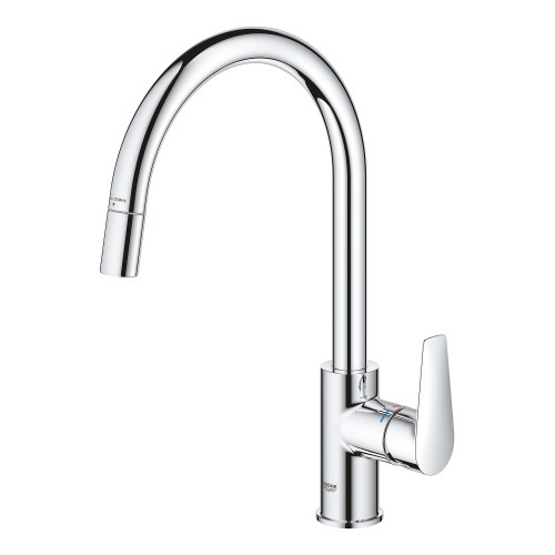 Grohe BauEdge maišytuvas plautuvei su ištraukiamu dušeliu, chromas, 30536000