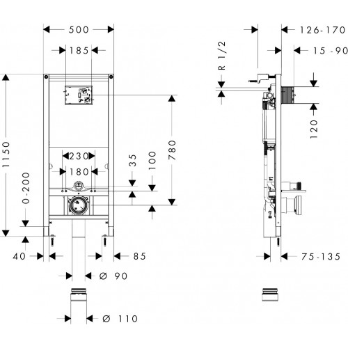 Hansgrohe iFrame universal potinkinis wc rėmas, 01022180