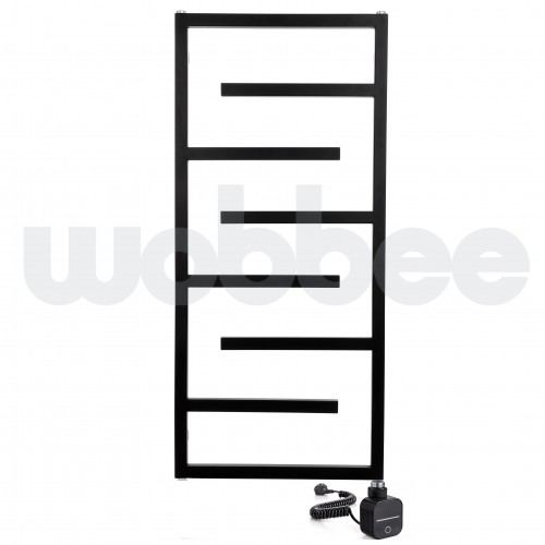 Elektrinis rankšluosčių džiovintuvas WOBBEE WELLY BLACK 50x110cm su laidu į rozetę, juodas matinis