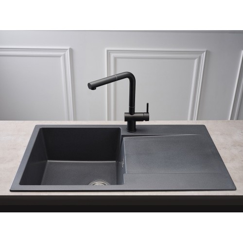 Reginox Amsterdam 10 granitinė plautuvė montuojama iš viršaus 86x50 cm, juoda (Black Silvery)
