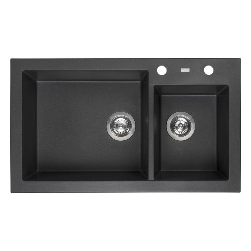 Reginox Amsterdam 25 granitinė plautuvė montuojama iš viršaus 86x50 cm, juoda (Black Silvery)