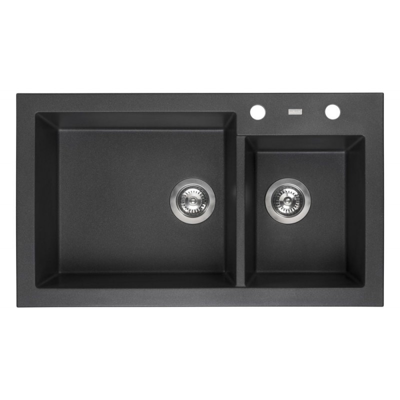 Reginox Amsterdam 25 granitinė plautuvė montuojama iš viršaus 86x50 cm, juoda (Black Silvery)