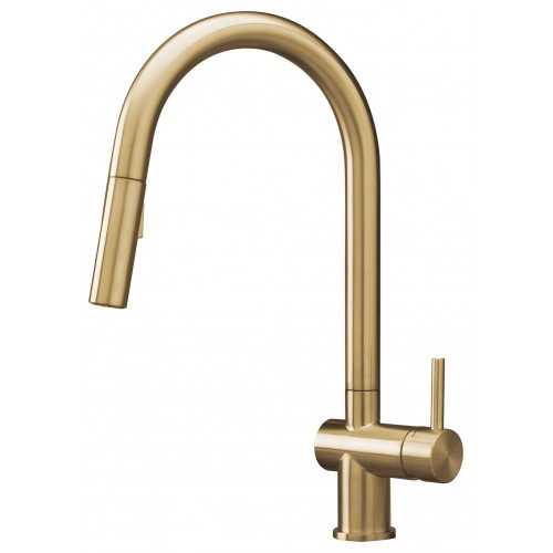 Reginox Flint Gold II maišytuvas plautuvei su ištraukiamu dušeliu, braižyto aukso spalva PVD, R38833