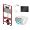 Tece wc rėmas su juodos spalvos klavišu ir GSI Pura Swirlflush® pakabinamas klozetas su dangčiu