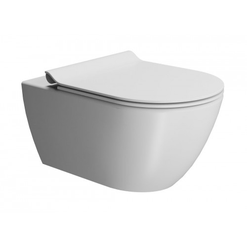 Tece wc rėmas su juodos spalvos klavišu ir GSI Pura Swirlflush® pakabinamas klozetas su dangčiu, baltas matinis