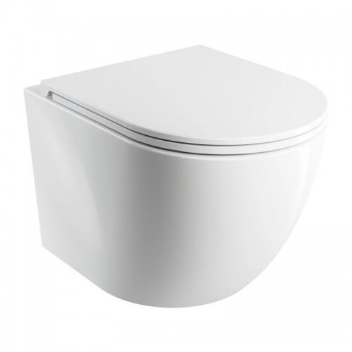 Tece wc rėmas su juodos spalvos klavišu ir Omnires Ottawa Compact SILENT POWER™ pakabinamas klozetas su dangčiu