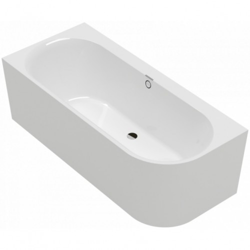 Villeroy & Boch Oberon 2.1 kampinė vonia su priekiniu uždengimu ir sifonu, kairinė, 180x80 cm, blizgi balta