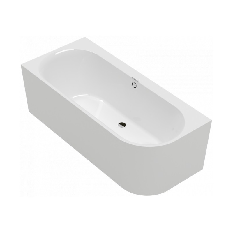Villeroy & Boch Oberon 2.1 kampinė vonia su priekiniu uždengimu ir sifonu, kairinė, 180x80 cm, blizgi balta