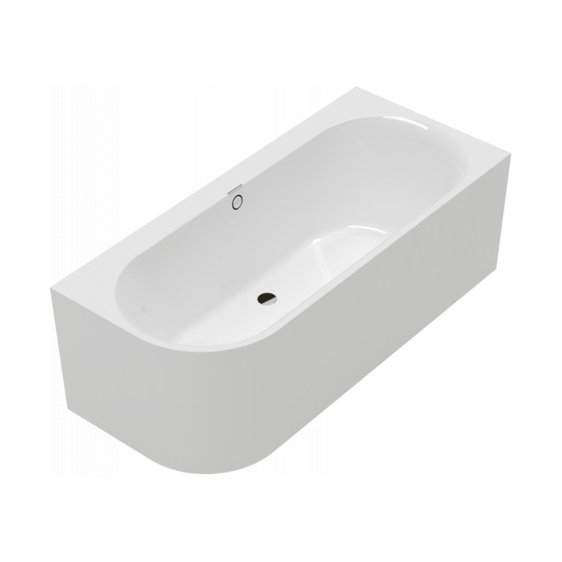 Villeroy & Boch Oberon 2.1 kampinė vonia su priekiniu uždengimu ir sifonu, dešininė, 180x80 cm, blizgi balta