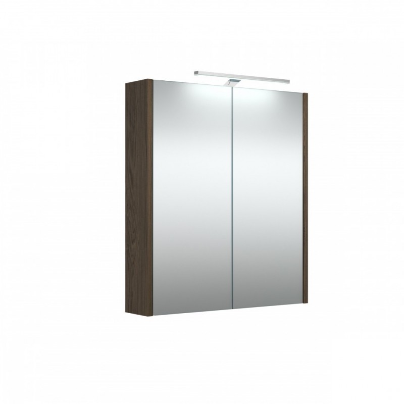RB veidrodinė spintelė su LED apšvietimu, IP44, rudas ąžuolas, 58x65 cm, 1402320