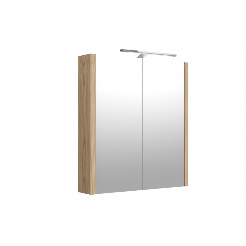 RB veidrodinė spintelė su LED apšvietimu, IP44, šviesus ąžuolas, 58x65 cm, 1402335