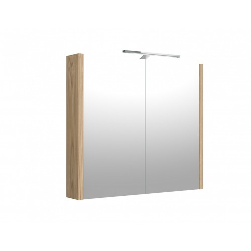 RB veidrodinė spintelė su LED apšvietimu, IP44, šviesus ąžuolas, 78x65 cm, 1402535