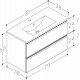 RB Cosmos apatinė spintelė su praustuvu, integruotos metalinės rankenos, matinė pilka, 81x39 cm, 26112505