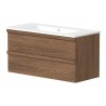 RB Pure apatinė spintelė su medine rankenėle ir praustuvu, 101x46 cm, varinis ąžuolas, 27113748