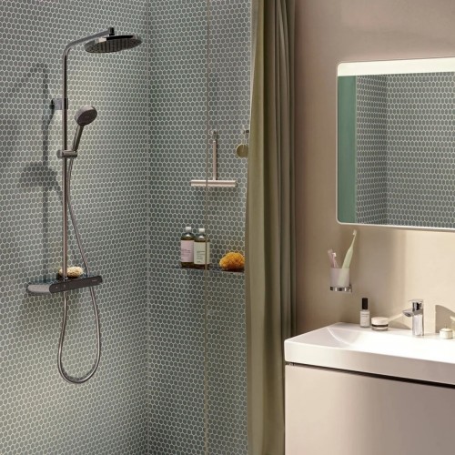 Hansgrohe Activera S Showerpipe 240 1jet EcoSmart virštinkinė dušo sistema su termostatiniu maišytuvu, chromas, 28638000