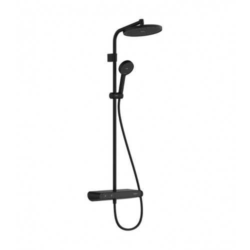 Hansgrohe Activera S Showerpipe 240 1jet EcoSmart virštinkinė dušo sistema su termostatiniu maišytuvu, juoda matinė, 28638670