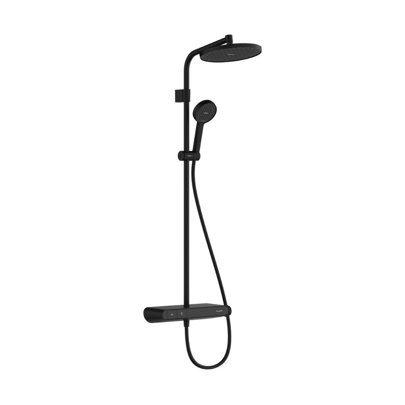 Hansgrohe Activera S Showerpipe 240 1jet EcoSmart virštinkinė dušo sistema su termostatiniu maišytuvu, juoda matinė, 28638670