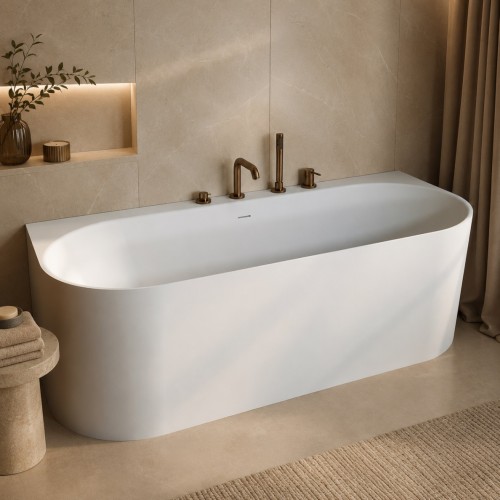 Bathesa Aura akmens masės vonia 170x75 cm, balta blzigi