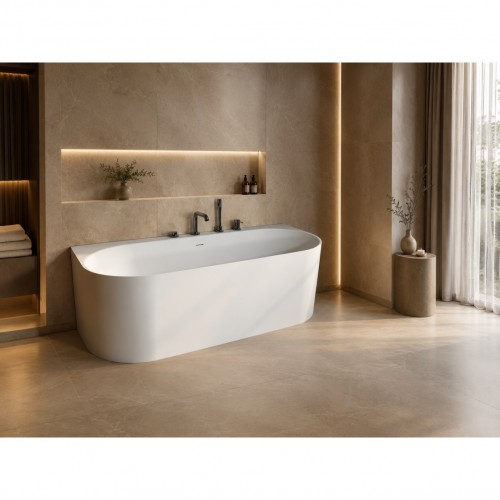 Bathesa Aura akmens masės vonia 170x75 cm, balta blzigi